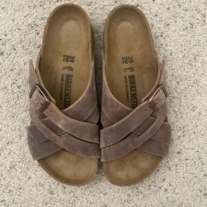 Birkenstock Sandals Womens Sz US 8 M6 EU 39 Lugano Camberra Old Tobacco Leather